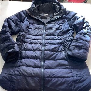 The North Face 550 long hooded puffer coat size medium button down